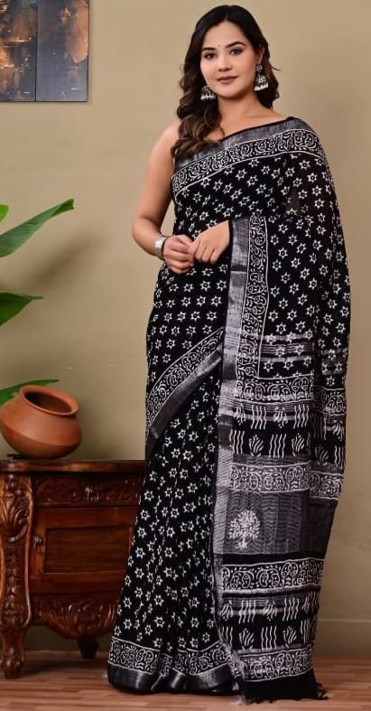 Premium Linen Digital Printed Saree 